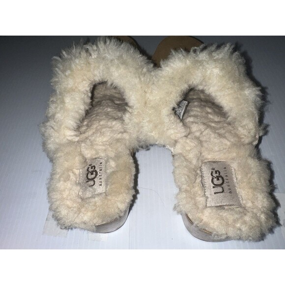 UGG Australia Women's Kalie Brown Suede Shoes US 8 Shearling Wooden Clogs Mules - Picture 4 of 12